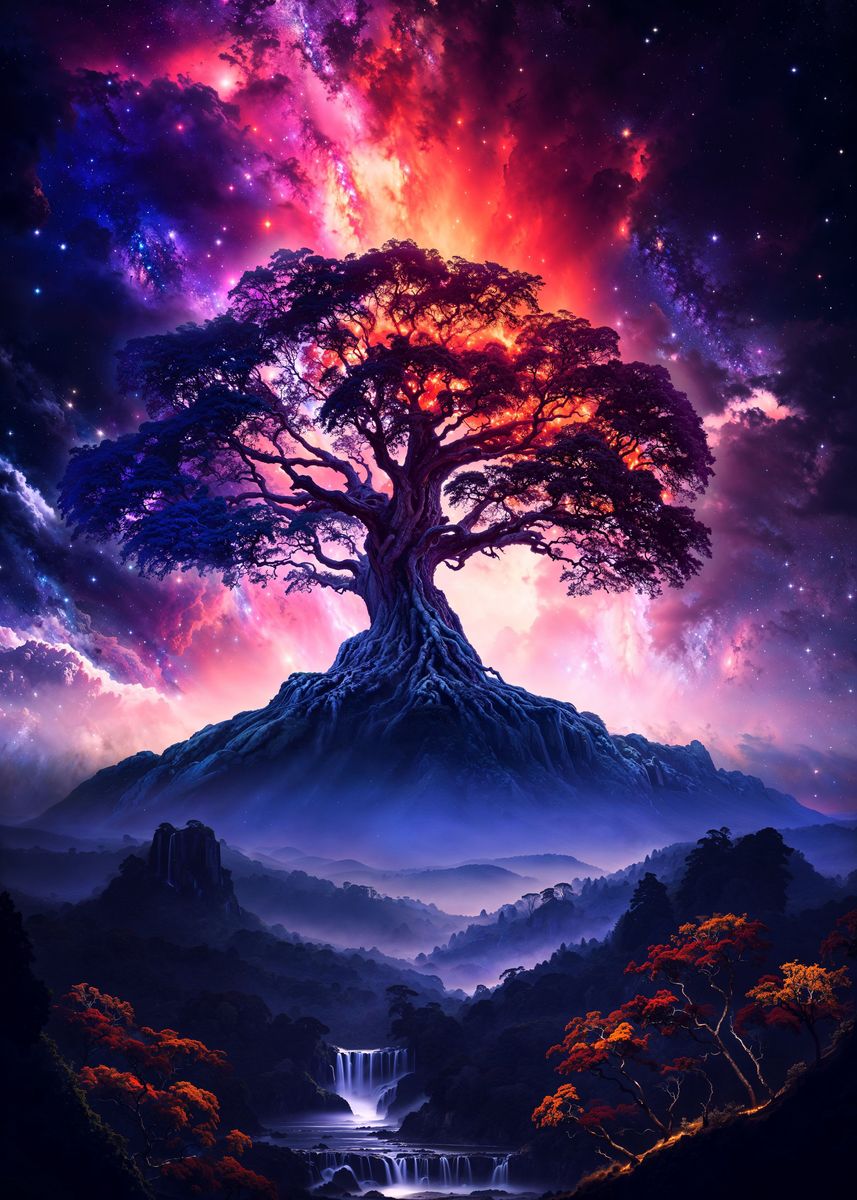 'Ancient Tree of Beginnings' Poster, picture, metal print, paint by ...