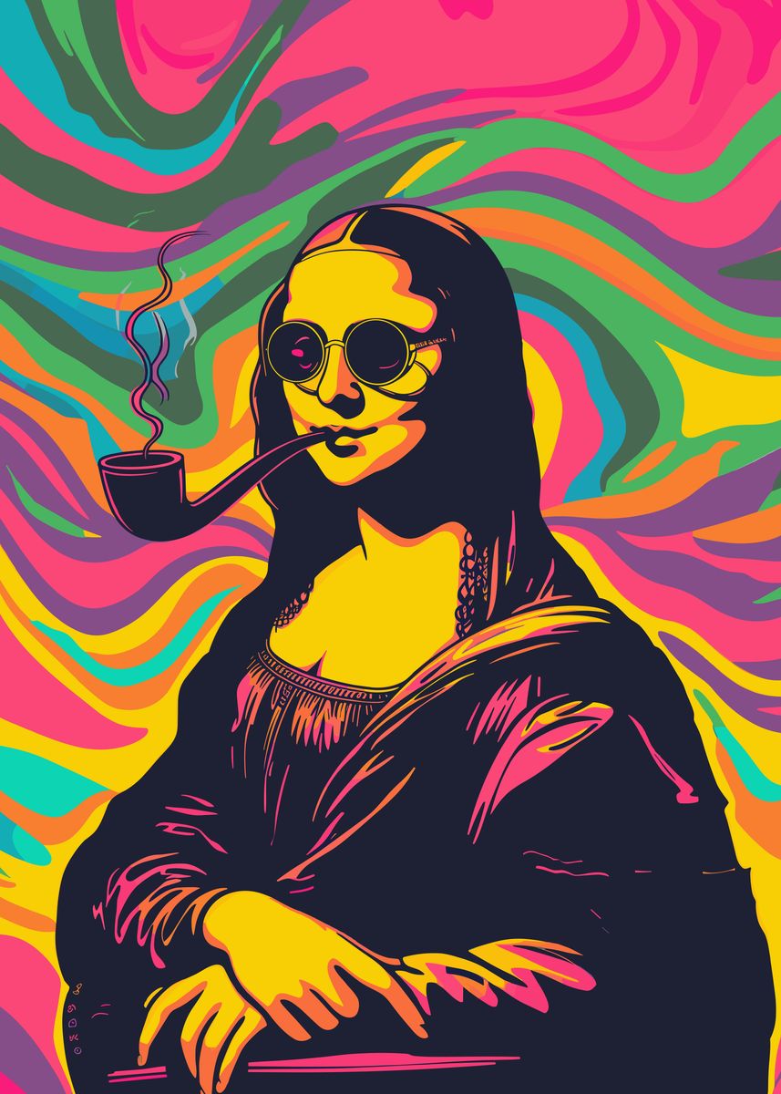 'Pop Hippie Mona Lisa Art' Poster, picture, metal print, paint by Omar ...