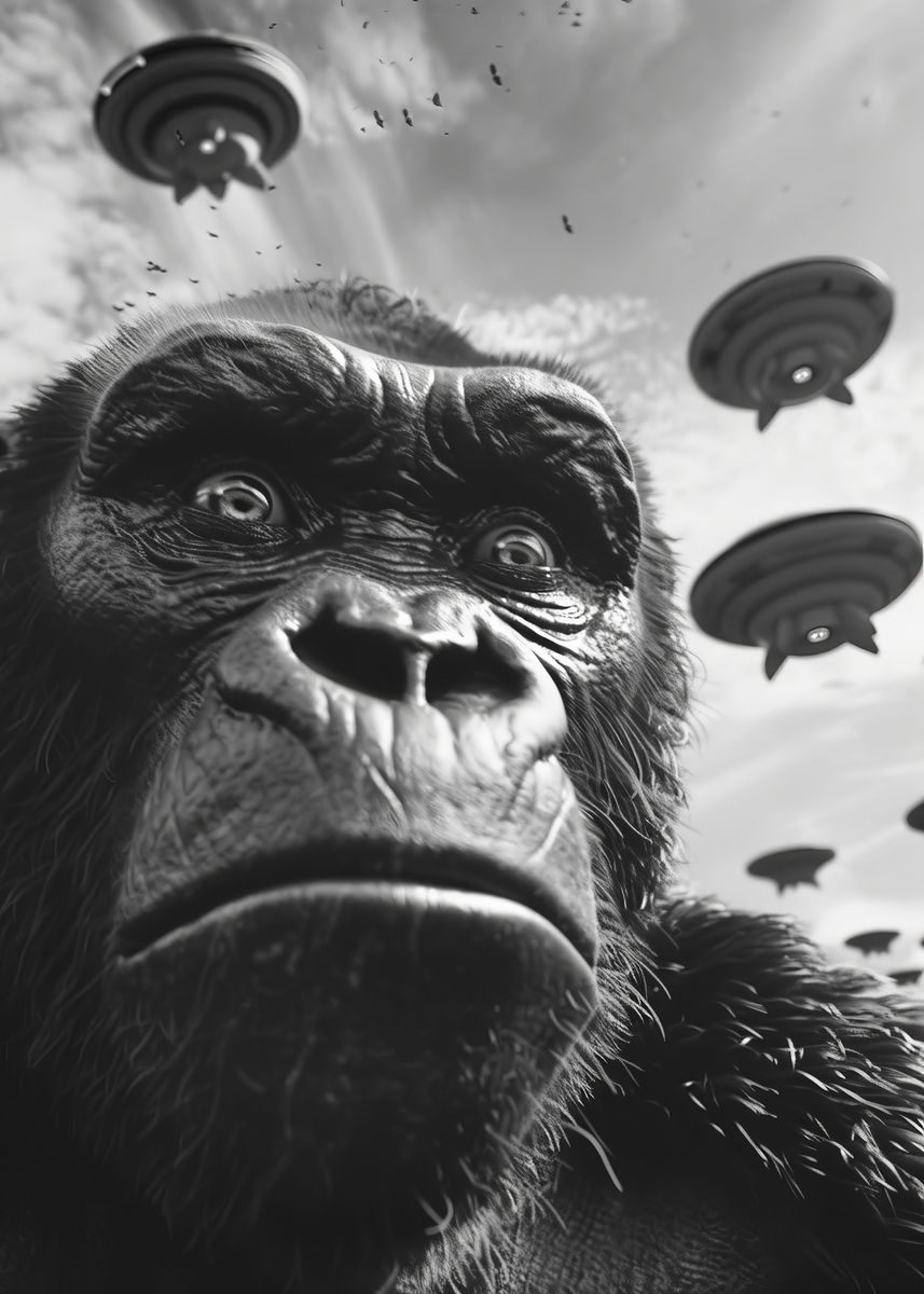 'UFO Alien Gorilla' Poster, picture, metal print, paint by Henning ...