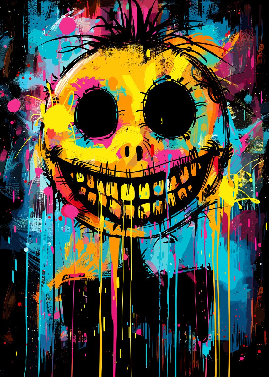 'Smile Craziness in Color' Poster, picture, metal print, paint by BobbyBubble | Displate
