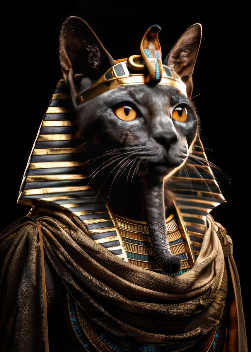 'tutankhamun cat' Poster, picture, metal print, paint by Rachanin ...