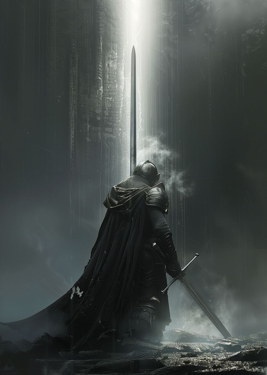 'dark Medieval knight' Poster, picture, metal print, paint by OMEGA ...