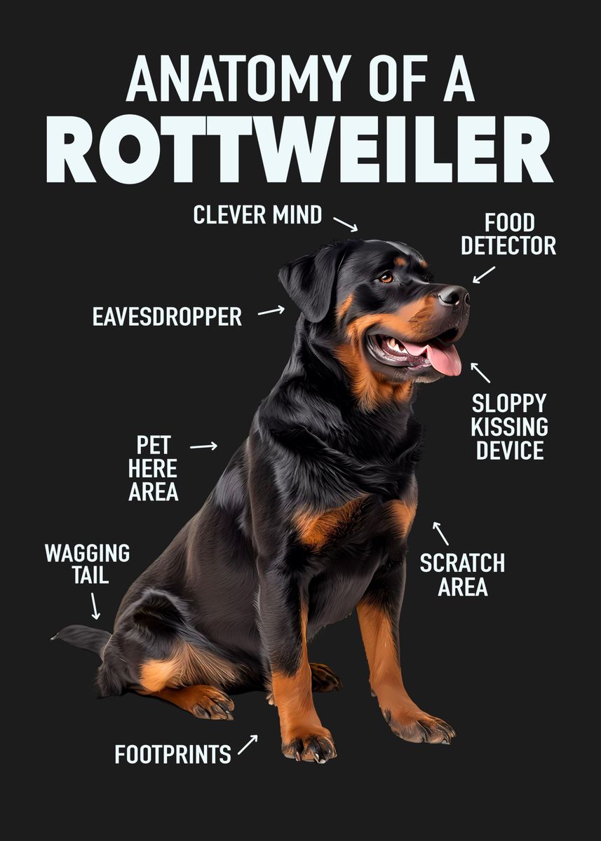 'Rottweiler' Poster, picture, metal print, paint by Hexor | Displate