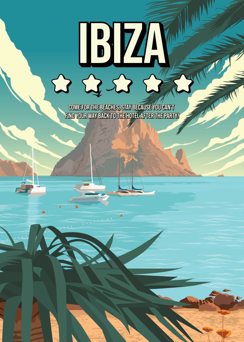 'Funny Ibiza Spain Review' Poster, picture, metal print, paint by Jorn ...