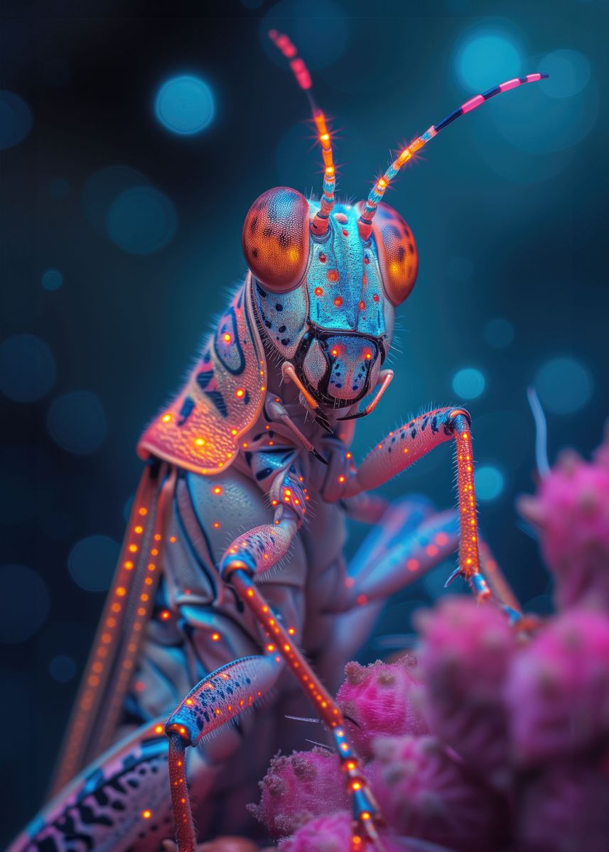 'Insects in neon' Poster, picture, metal print, paint by Artsynth ...