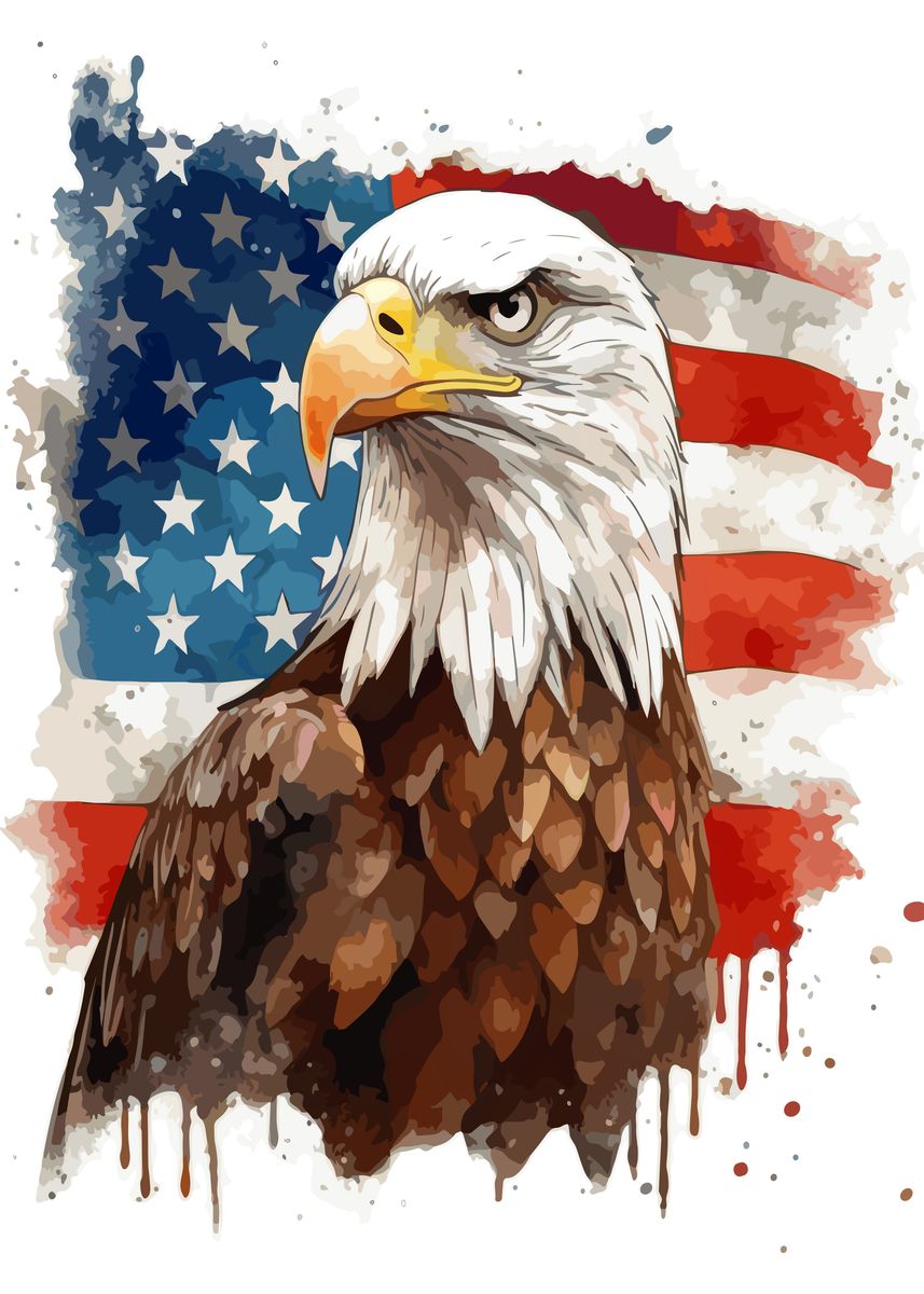 'Bald American Eagle' Poster, picture, metal print, paint by Lestat de ...