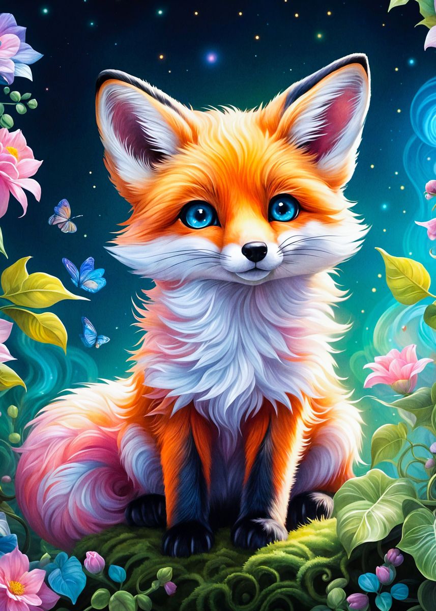 'Fox' Poster, picture, metal print, paint by DariaRoderick | Displate