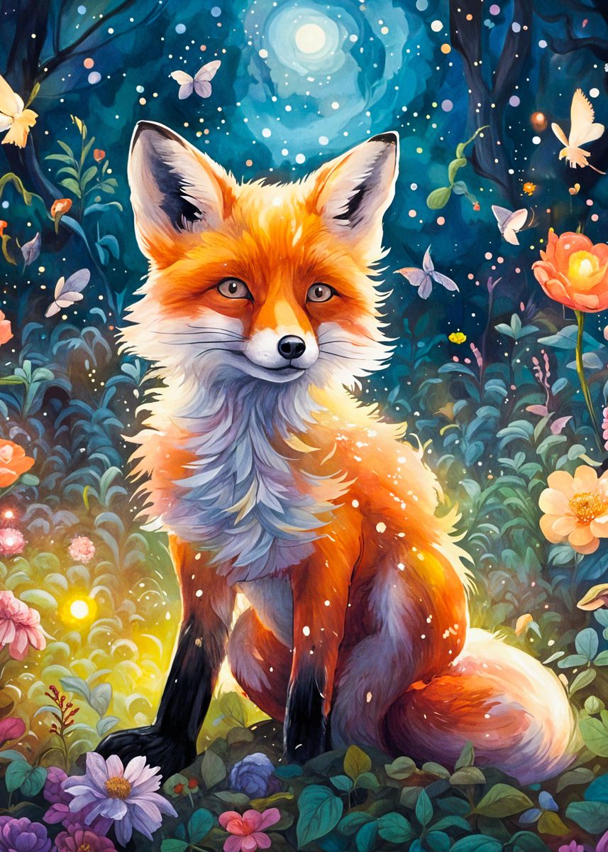 'Fox ' Poster, picture, metal print, paint by DariaRoderick | Displate