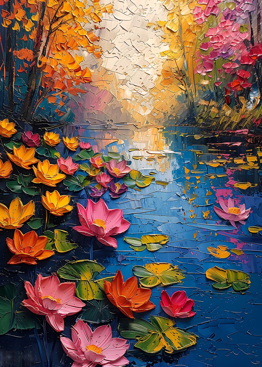 'Rivers Roses Sunset' Poster, picture, metal print, paint by ...