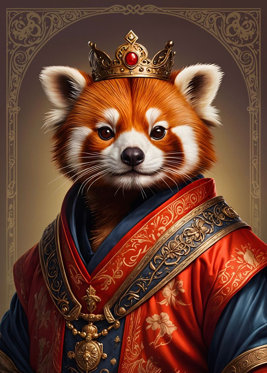 'red Panda King' Poster, Picture, Metal Print, Paint By Illust Artz 