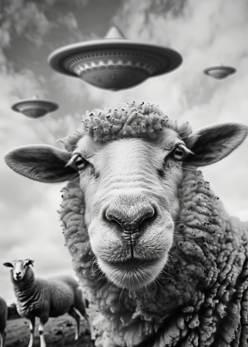 'UFO Alien Sheep' Poster, picture, metal print, paint by Henning ...