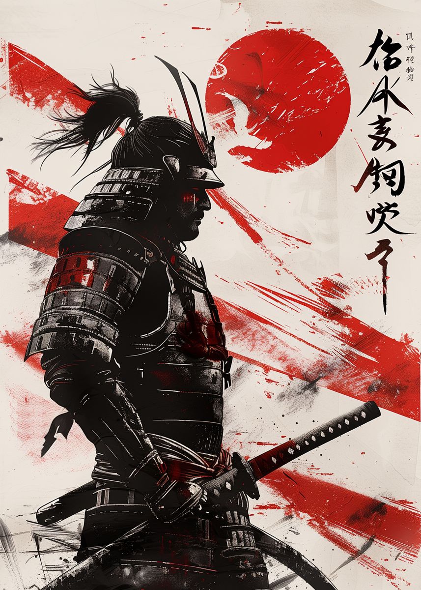 'Samurai Warrior' Poster, picture, metal print, paint by Small X | Displate