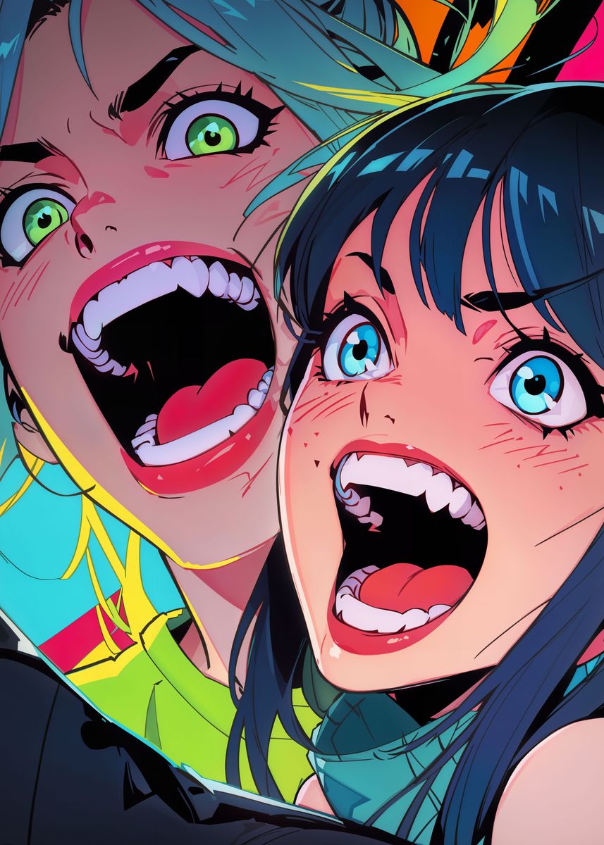 'Anime Neon Fury' Poster, picture, metal print, paint by Lukasz Kobylka ...