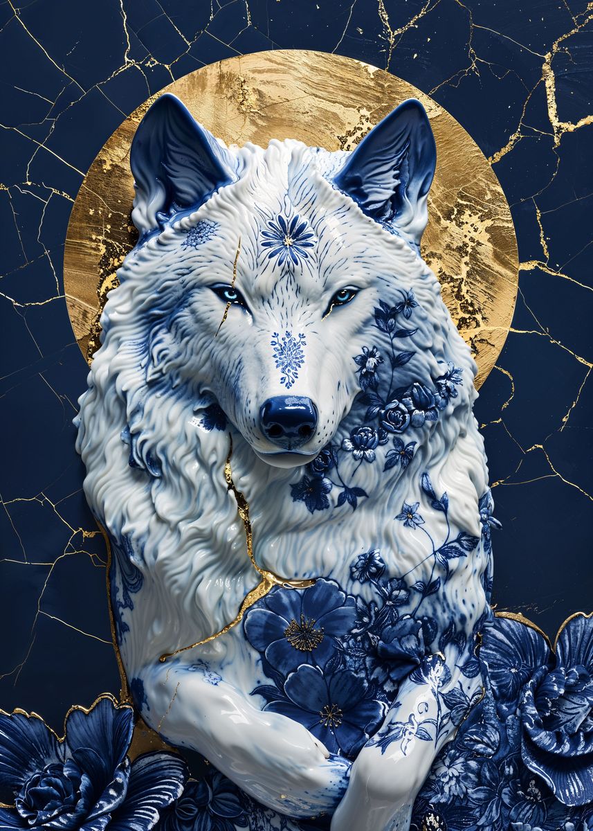 'Porcelain Moonlit Majesty' Poster, picture, metal print, paint by ...