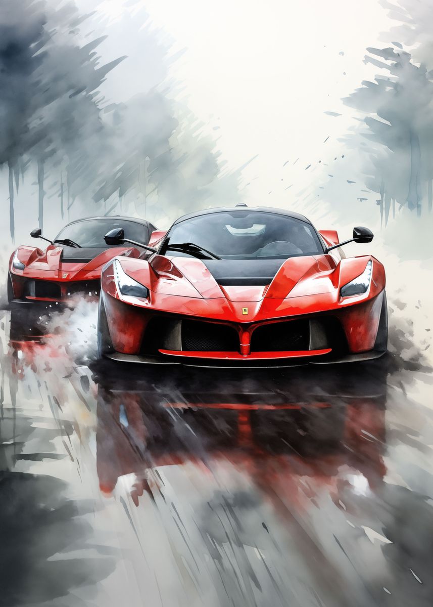Ferrari Rally Graphics 'Ferrari LaFerrari Car race' Poster, picture, metal print, paint by ...