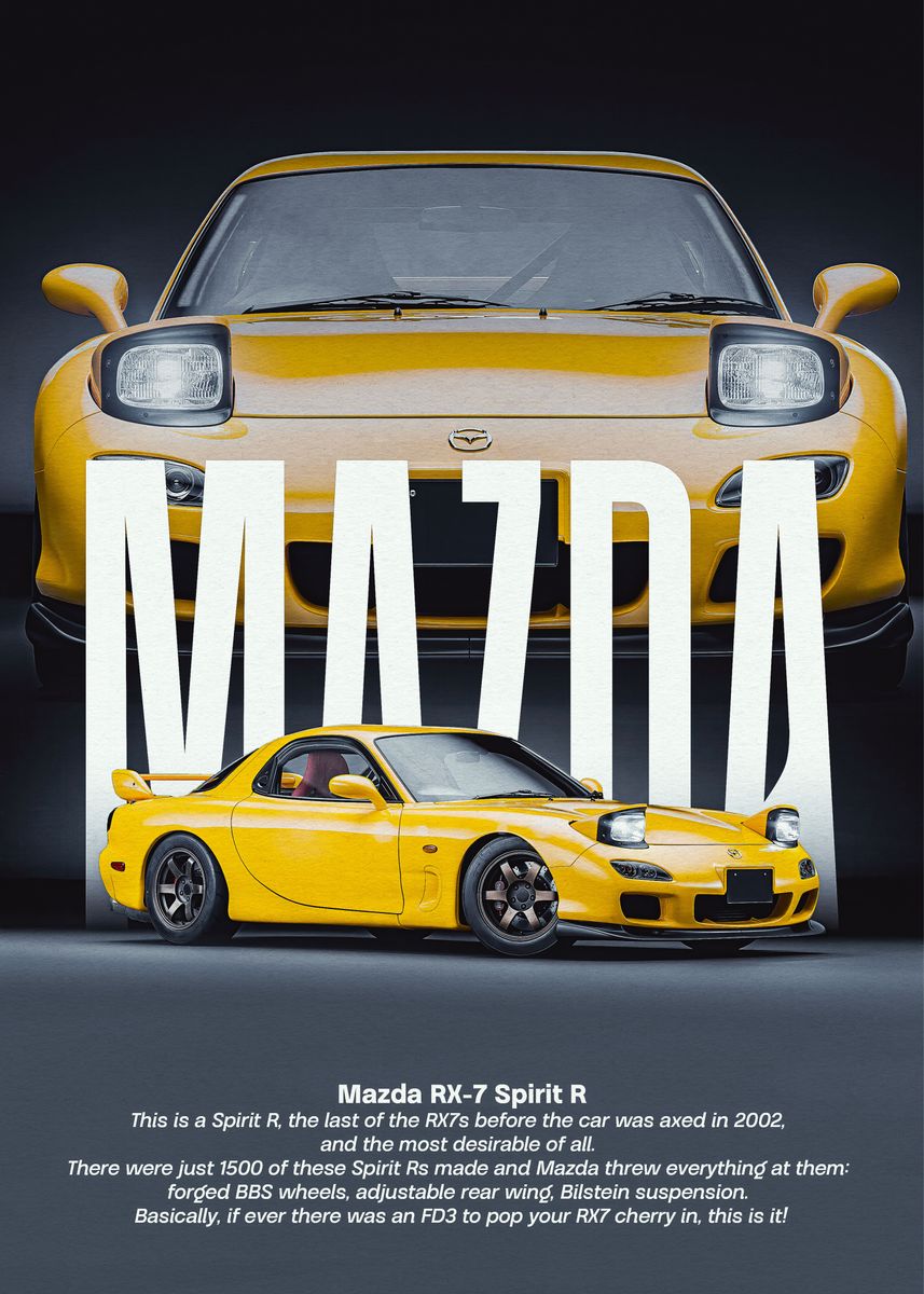 Spirit R Rx7 Sticker 'Mazda RX 7 Spirit R' Poster, picture, metal print, paint by Lee Rocks ...