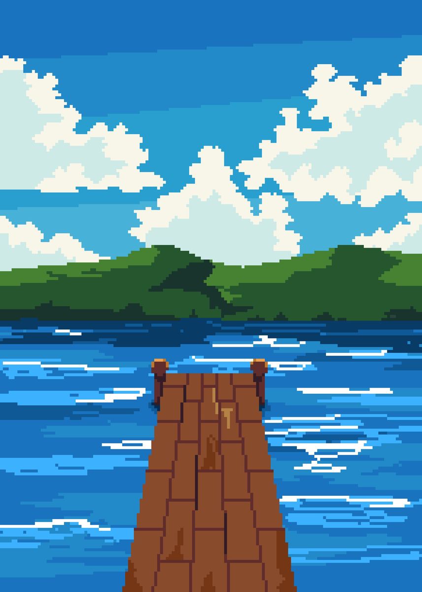 'Lake Dock Pixel Art' Poster, picture, metal print, paint by Eki D ...