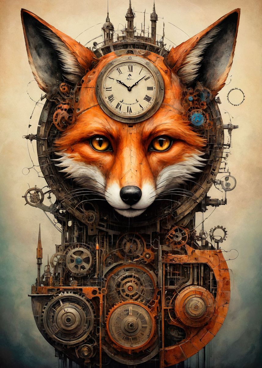 'Mechanical fox' Poster, picture, metal print, paint by Francisco ...