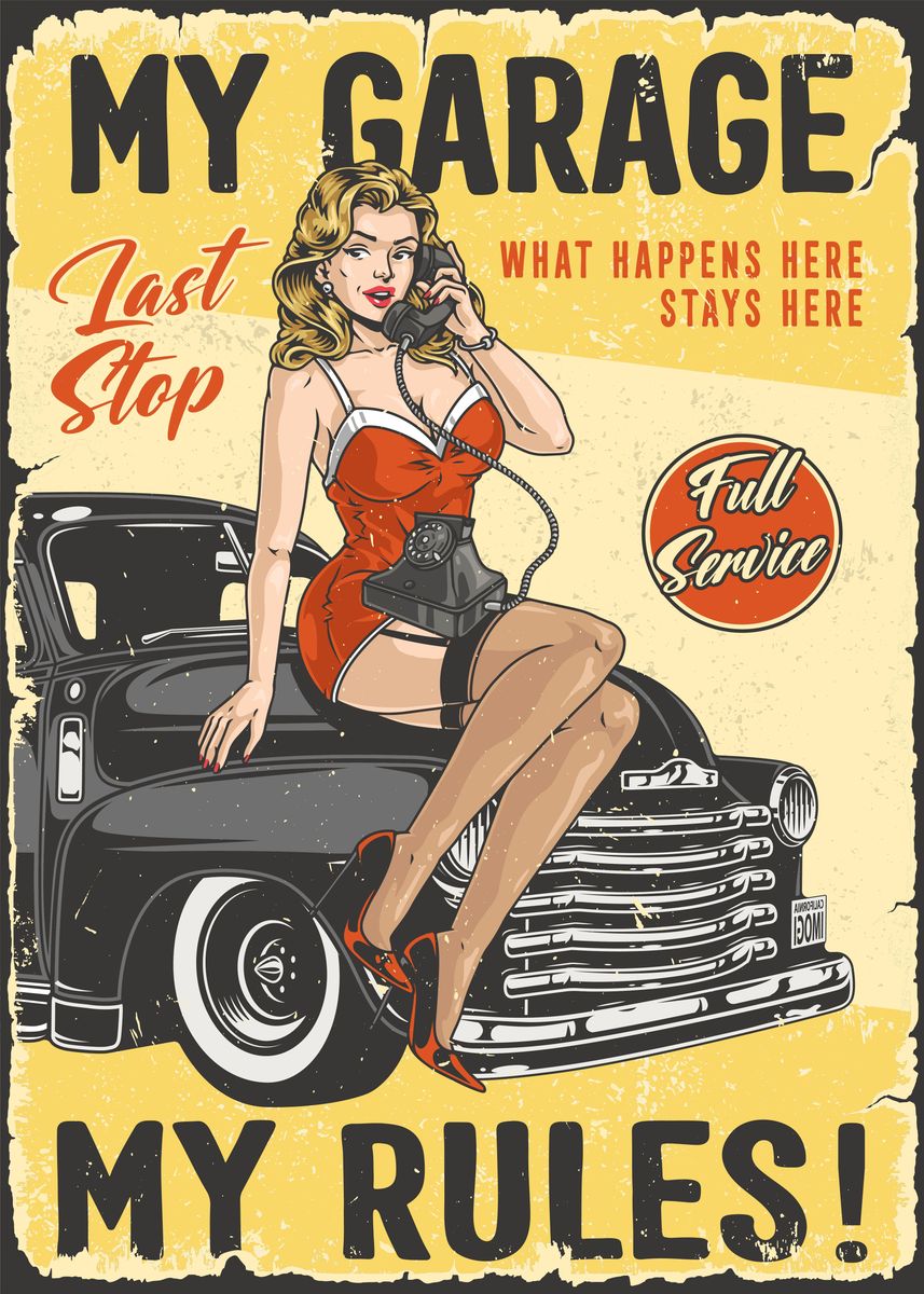 Targa In Metallo Vintage "Welcome! My Garage My Rules" 20x30 Cm - Decorazione Da Parete Per Garage E Caffetteria
