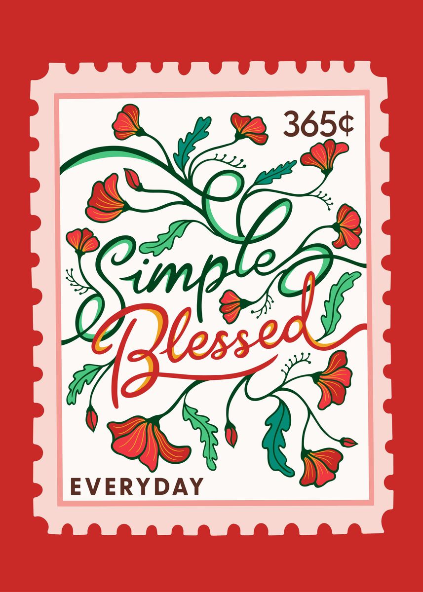 'Simple Blessed Lettering' Poster, picture, metal print, paint by ...