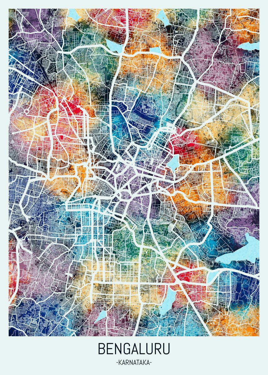 'Bengaluru Karnataka Map' Poster, picture, metal print, paint by ...