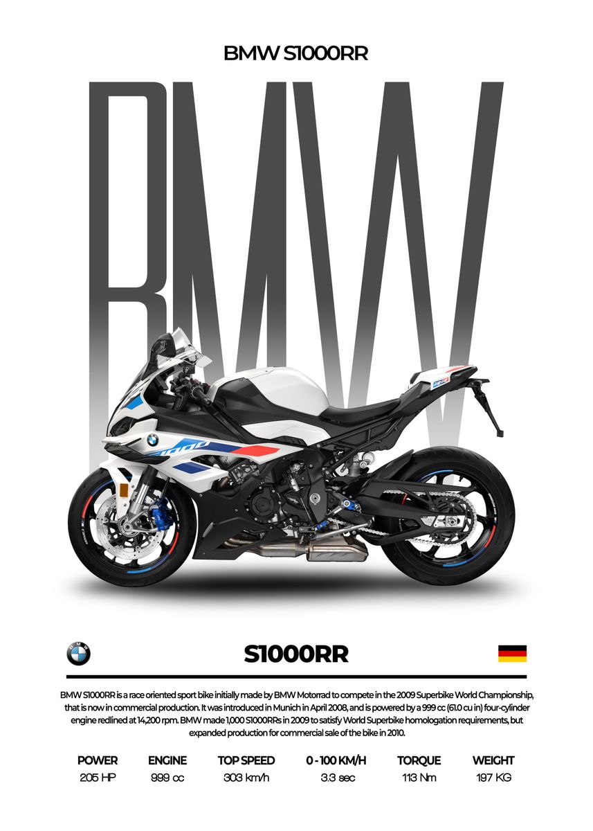 'BMW S1000RR' Poster, picture, metal print, paint by Conceptual ...