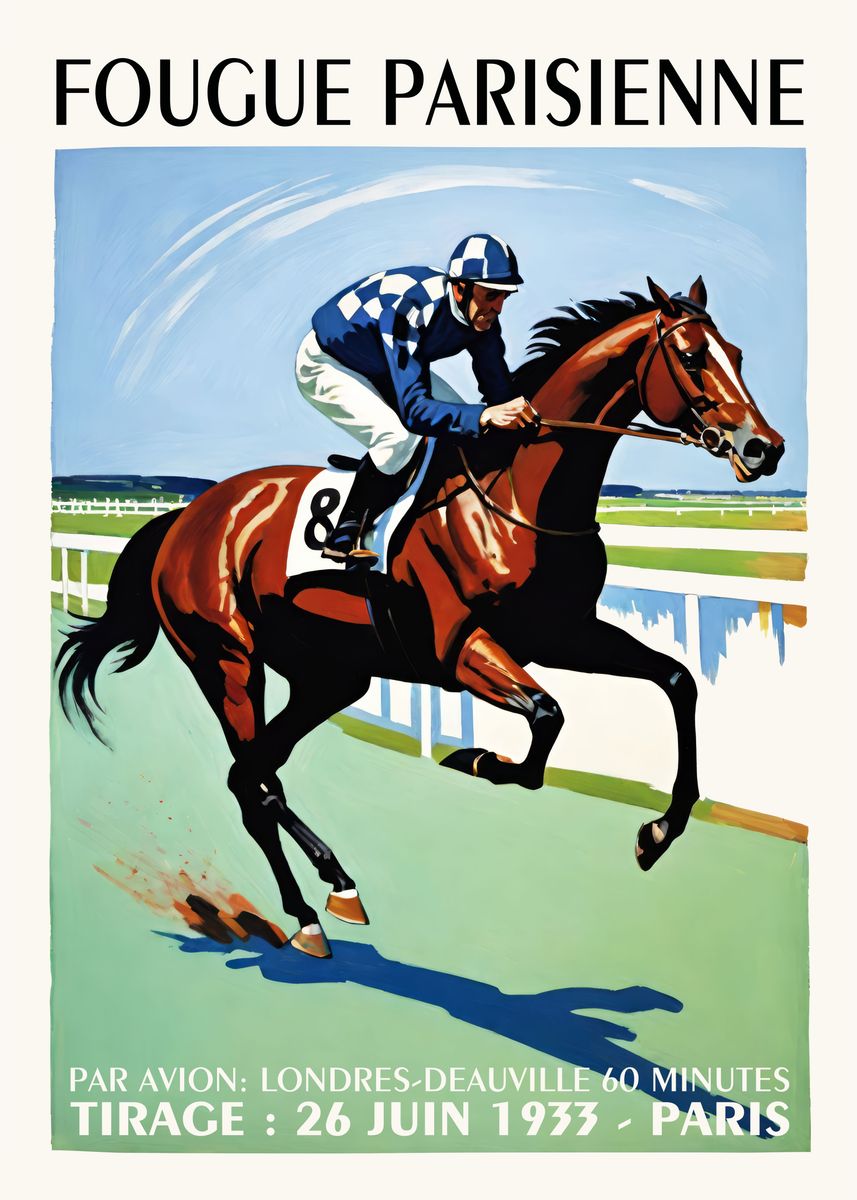 'French Horseracing Poster' Poster, picture, metal print, paint by ...