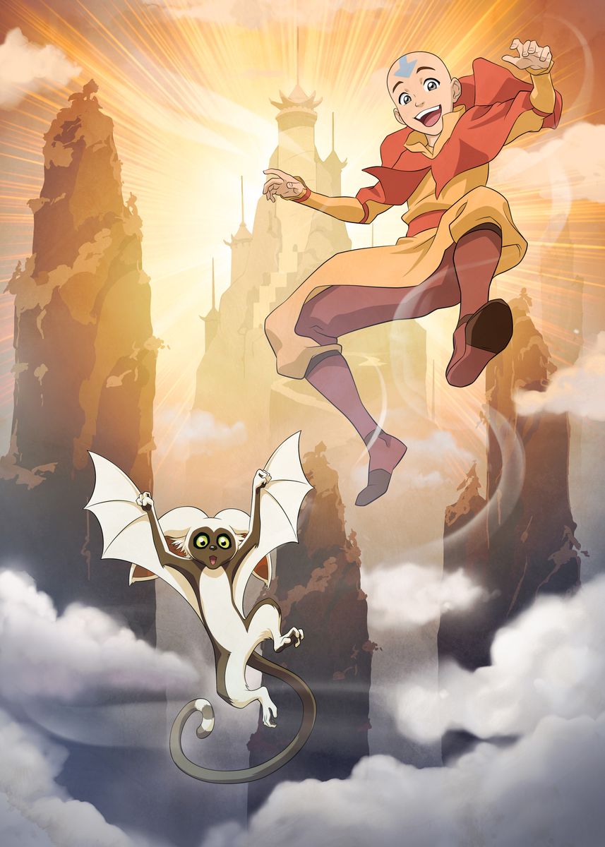 'Aang & Momo' Poster, picture, metal print, paint by Avatar: The Last ...