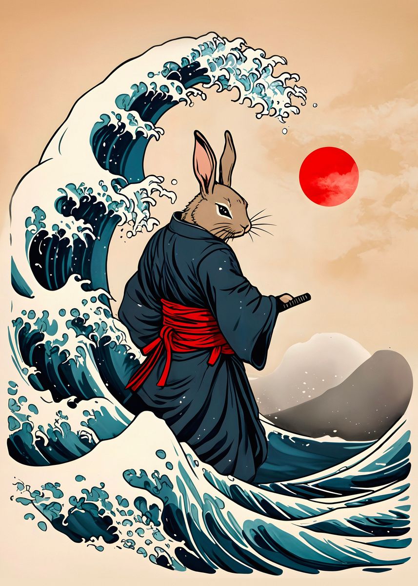 'Rabbit Samurai' Poster, picture, metal print, paint by Illust Artz ...