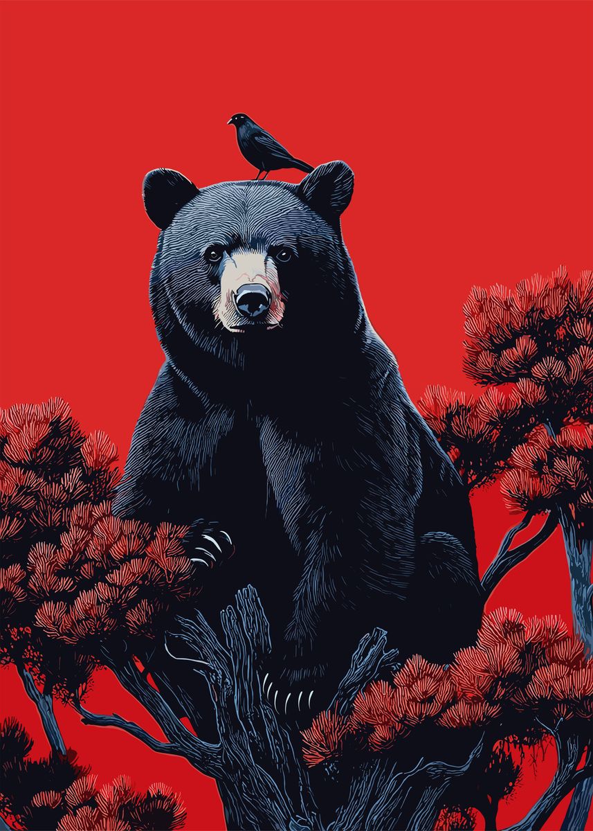 Fanth 'Black Bear' Poster, picture, metal print, paint by Fanth | Displate