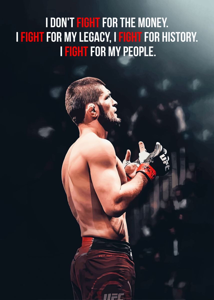 'Khabib Nurmagomedov Quotes' Poster, picture, metal print, paint by