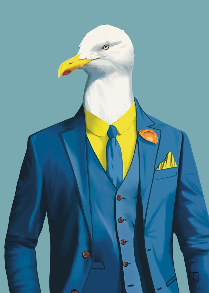 Seagull In A Suit Poster Picture Metal Print Paint By BenRF seagull-in-a-suit-poster-picture-metal-print-paint-by-benrf