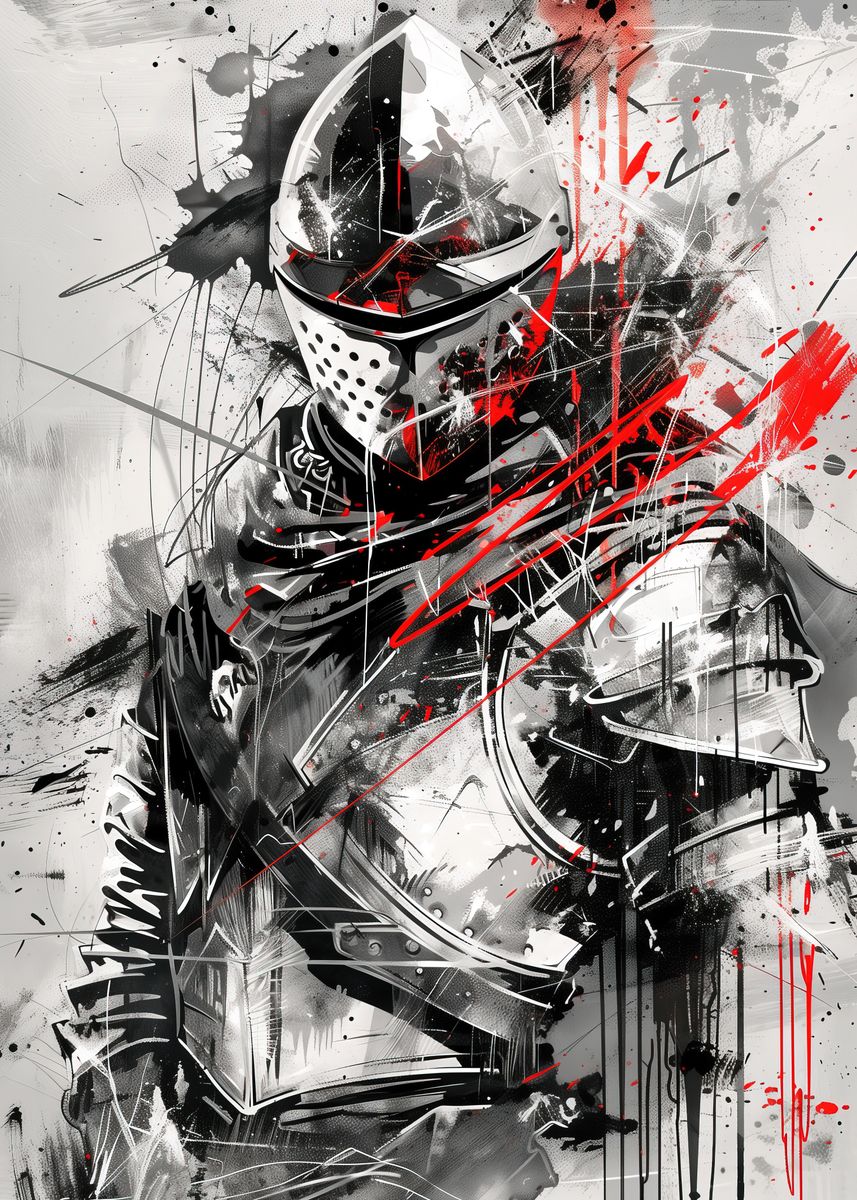 Abstract Knight 'Knight in Abstract Armor' Poster, picture, metal print, paint by Ben ...