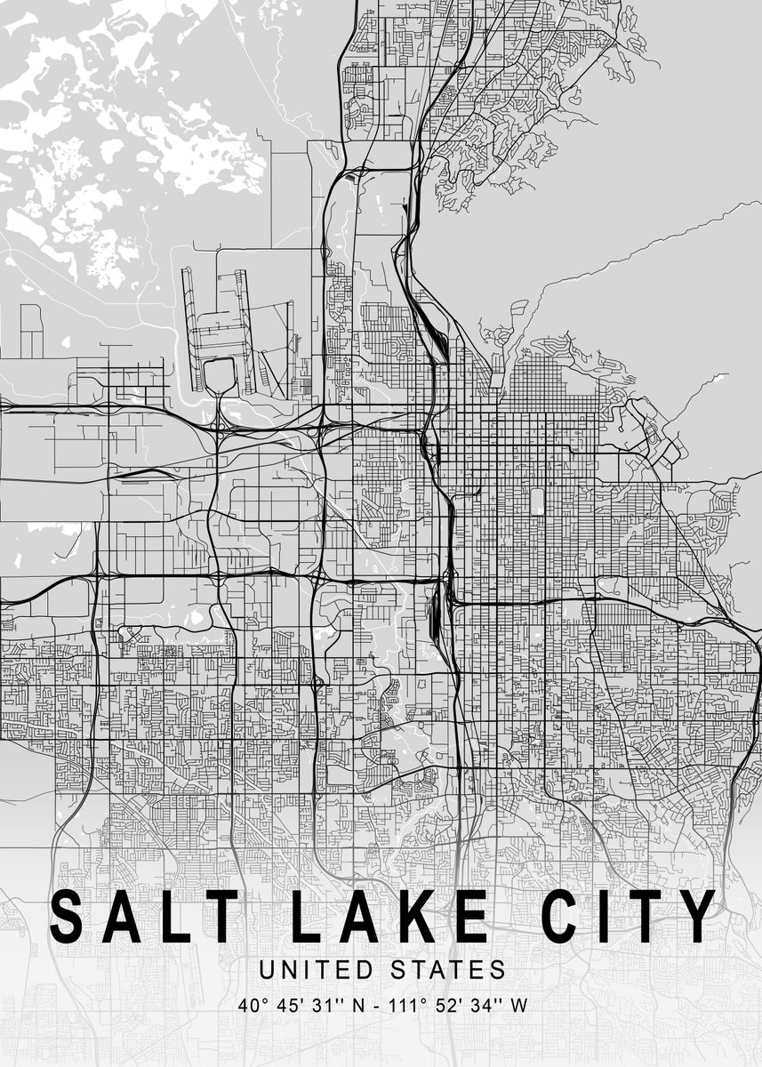 'Salt Lake City Light Map' Poster, picture, metal print, paint by DesignerMind | Displate