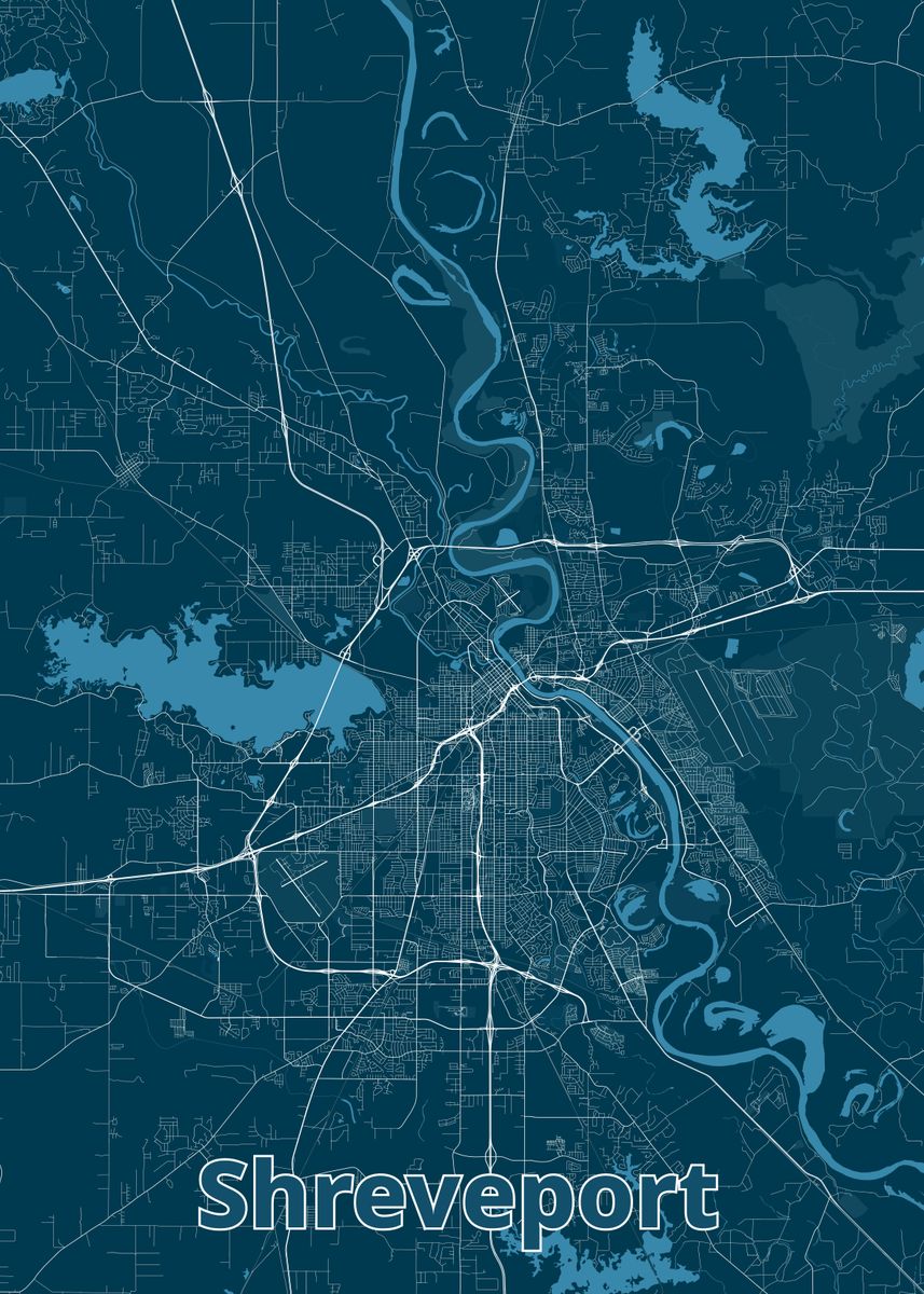 Shreveport City Map Poster Picture Metal Print Paint By Sam Kal 7909ac13 Fa75 4679 A5b6 