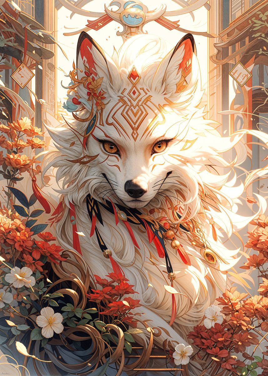 'Kitsune Spirit' Poster, picture, metal print, paint by SuperNova ...
