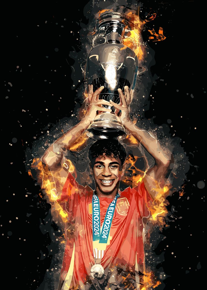 Yamal Rasmlar 'Lamine Yamal Soccer Champion' Poster, picture, metal print, paint by ...