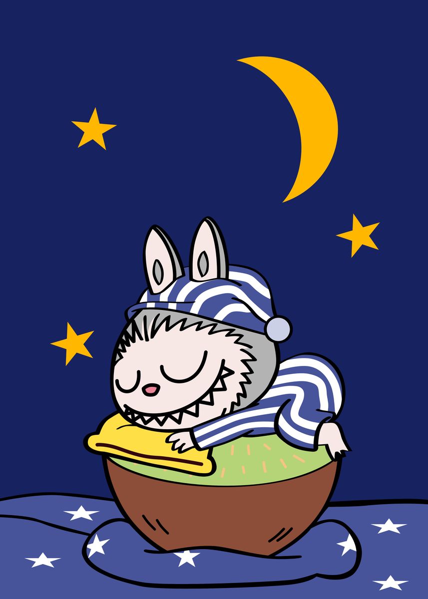 'Sleepy labubu' Poster, picture, metal print, paint by aerith Displate