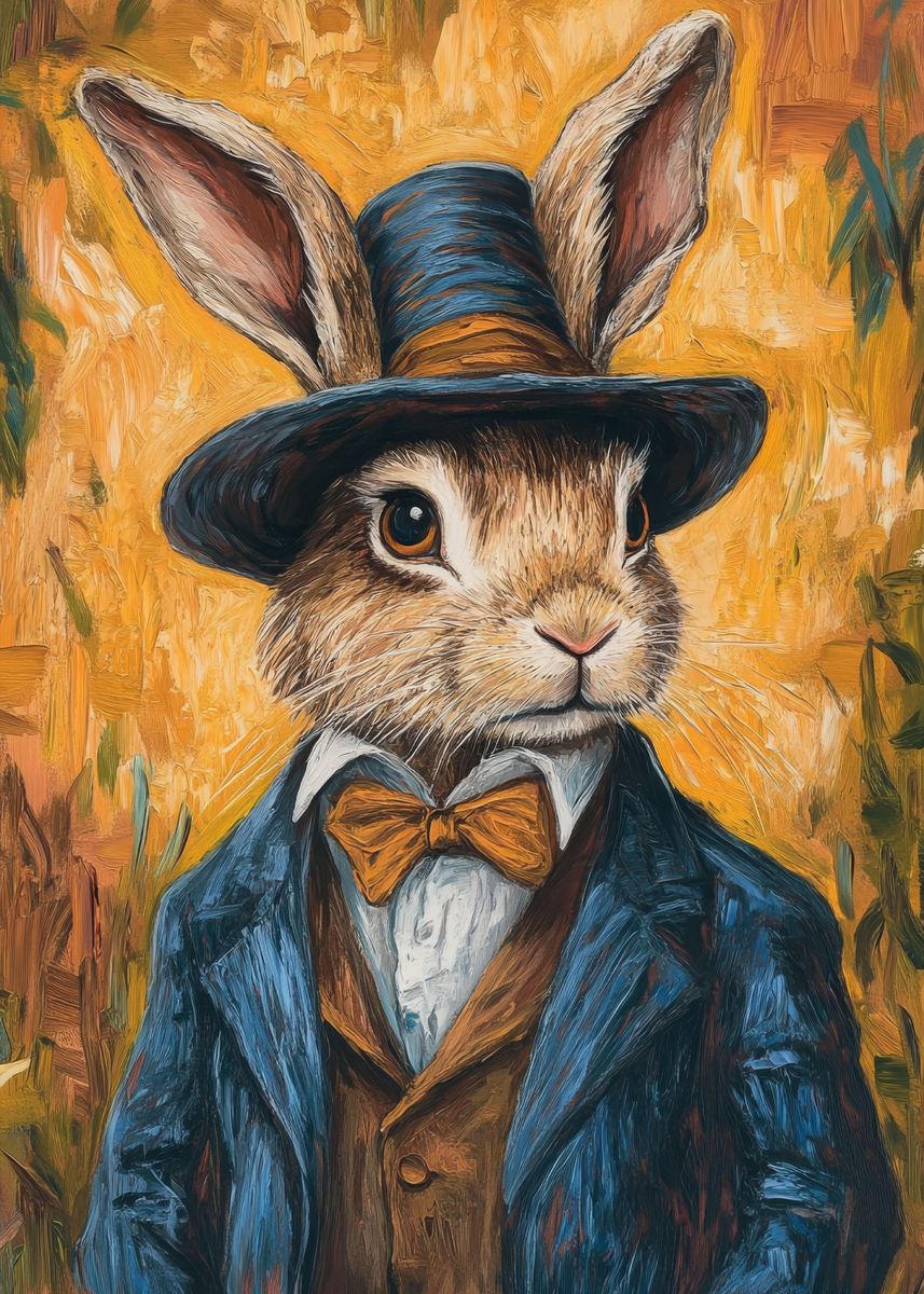 'Gentleman Rabbit Portrait' Poster, picture, metal print, paint by ...