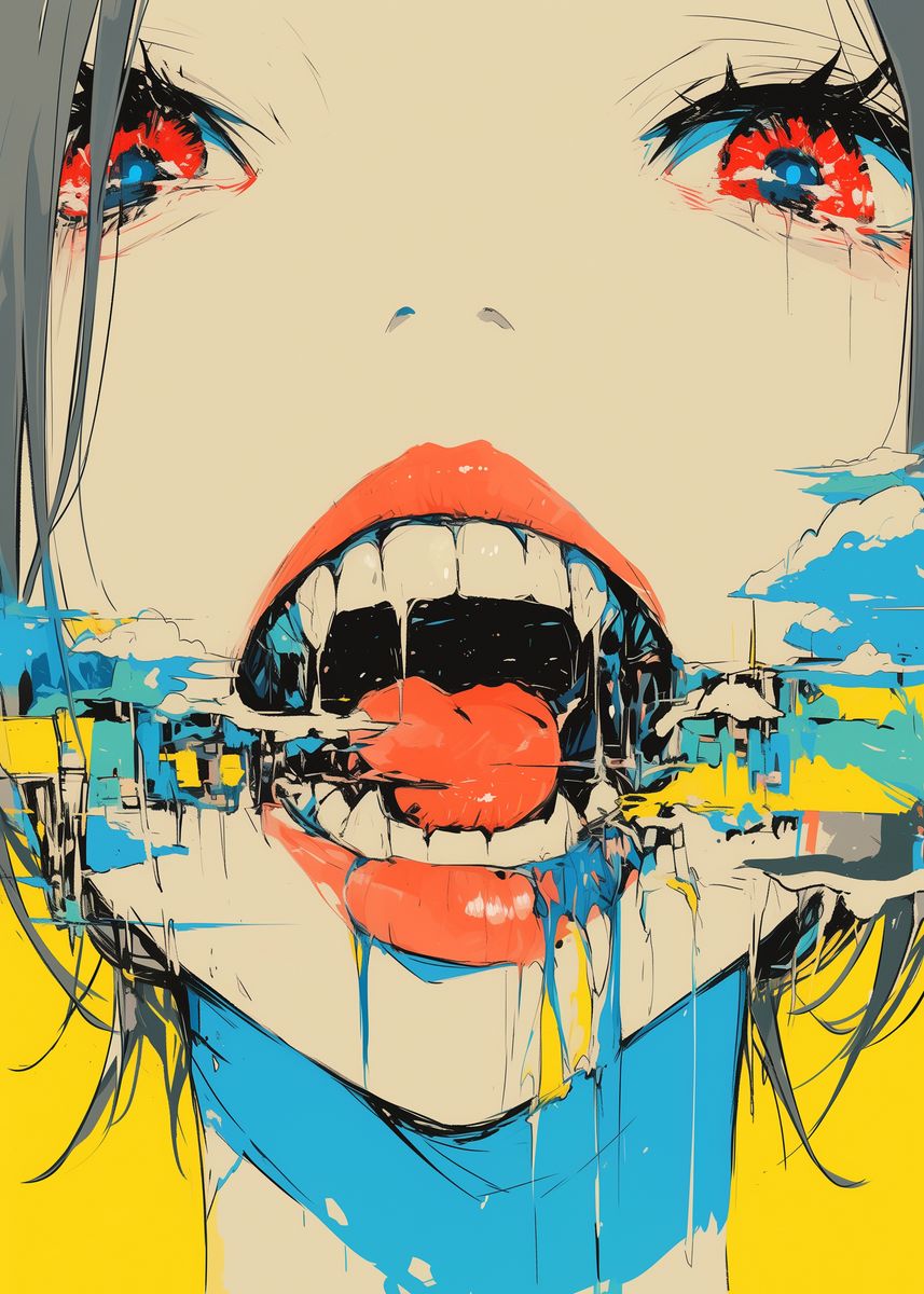 anime-girl-with-open-mouth-poster-picture-metal-print-paint-by