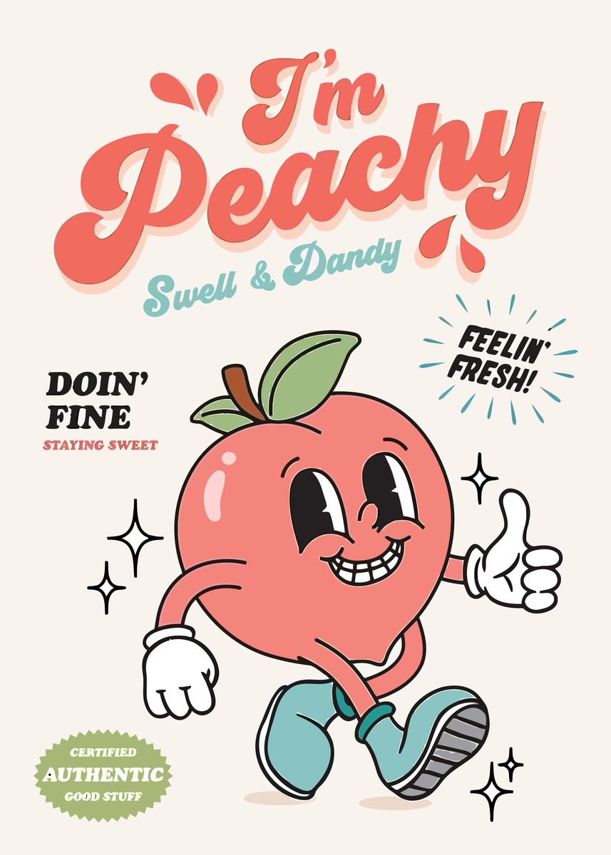 Pecchy 'Peachy Character Illustration' Poster, picture, metal print, paint by ...