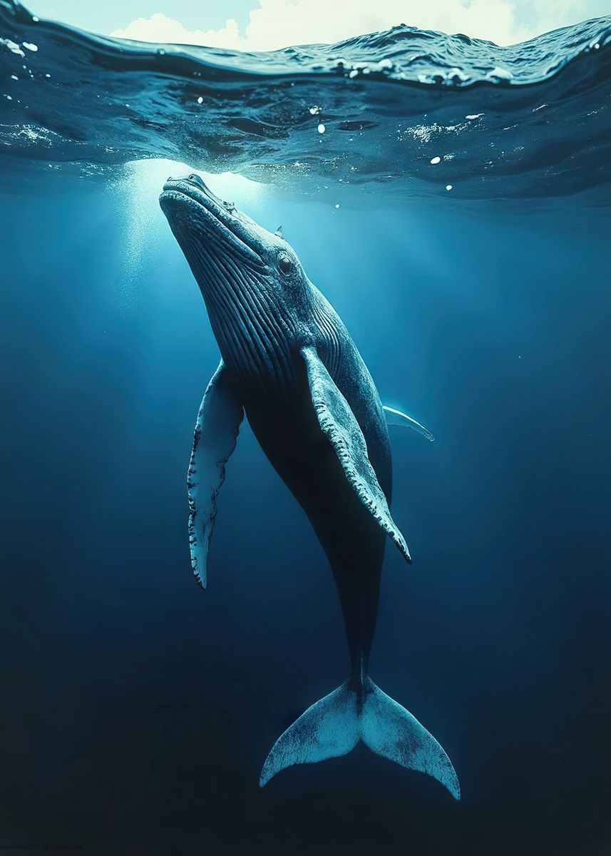'Majestic Humpback Whale' Poster, picture, metal print, paint by Lumen Print | Displate