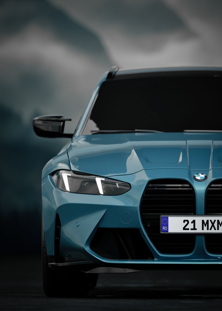 M3 Front View 'BMW M3 Touring 2025 - Front View' Poster, picture, metal print, paint ...