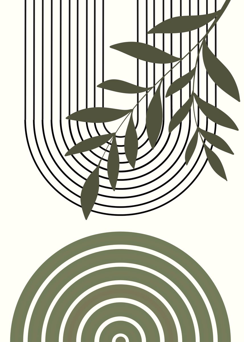 'Boho Abstract Green ' Poster, picture, metal print, paint by | Displate