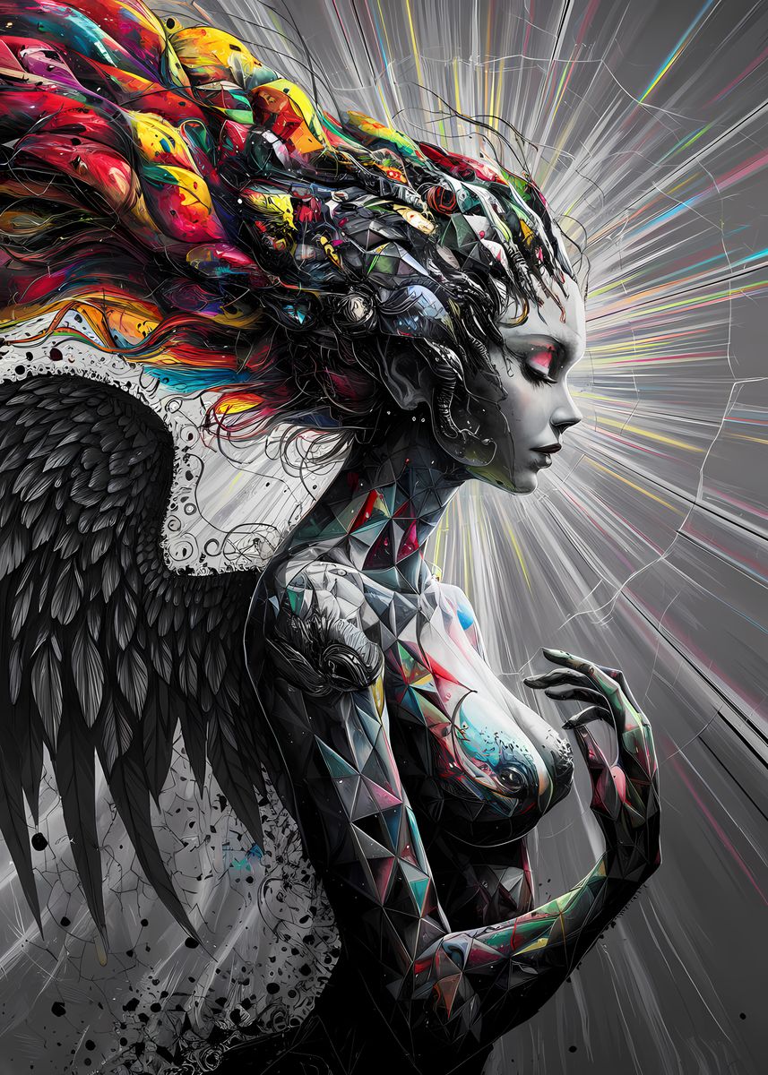 'Abstract Angel with Wings' Poster, picture, metal print, paint by ...