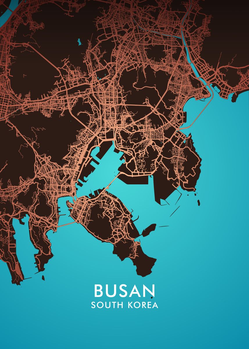 'Busan City Map' Poster, picture, metal print, paint by Miracle Studio ...