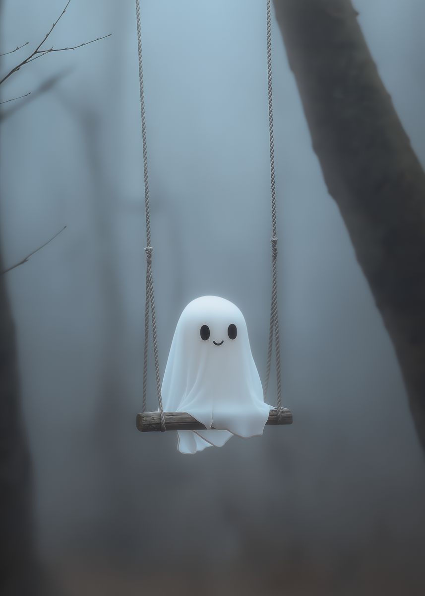 'Ghost on a Swing' Poster, picture, metal print, paint by Primitive Man ...