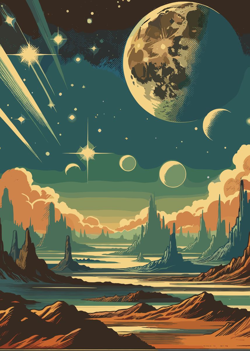 'Sci-fi Alien Planet Landscape' Poster, picture, metal print, paint by ...