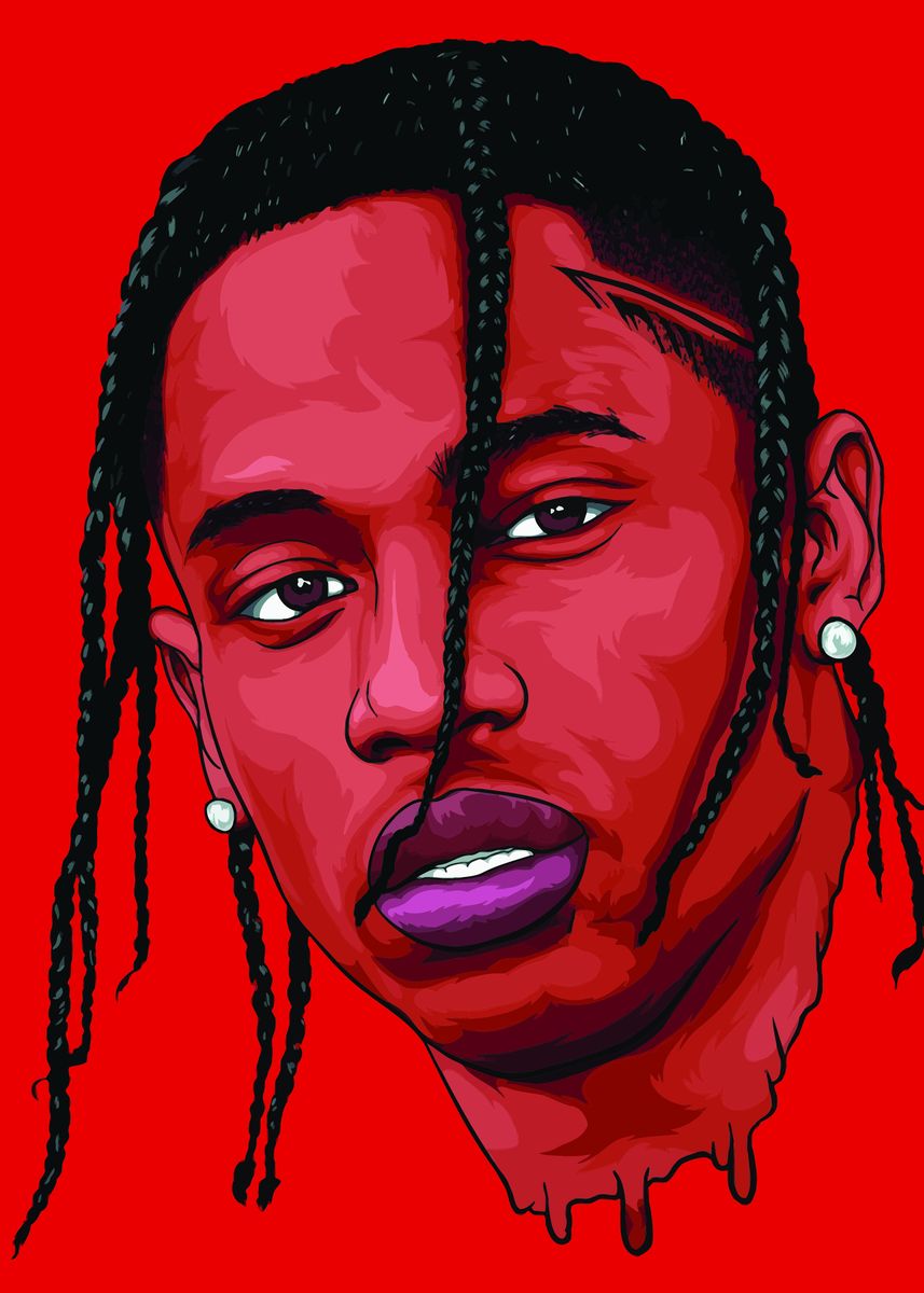 'Travis Scott Portrait' Poster, picture, metal print, paint by | Displate