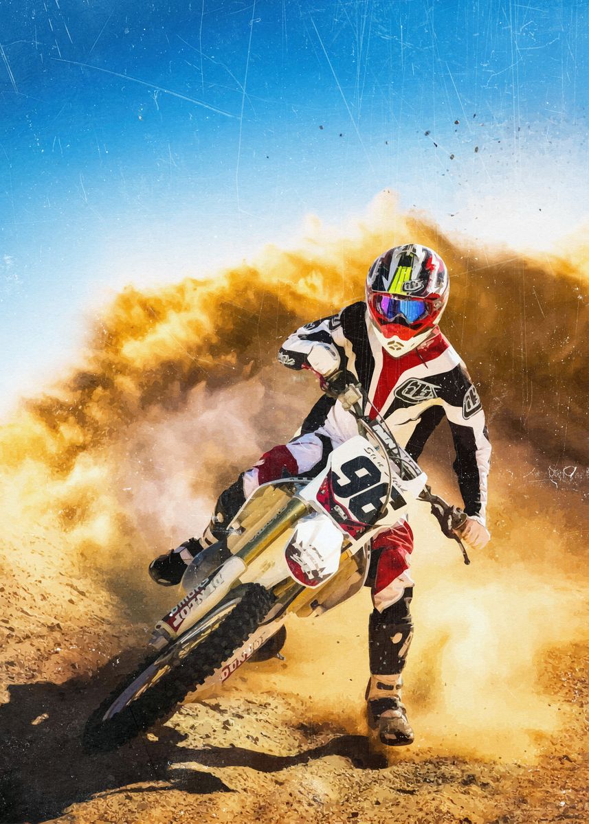 Mx Rider Poster 'Motocross Rider in Action' Poster, picture, metal print, paint by Lee ...